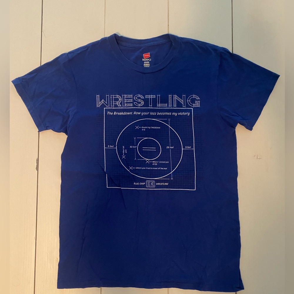 Wrestling Mat Blueprint T-Shirt (Deep Royal) - Adult S